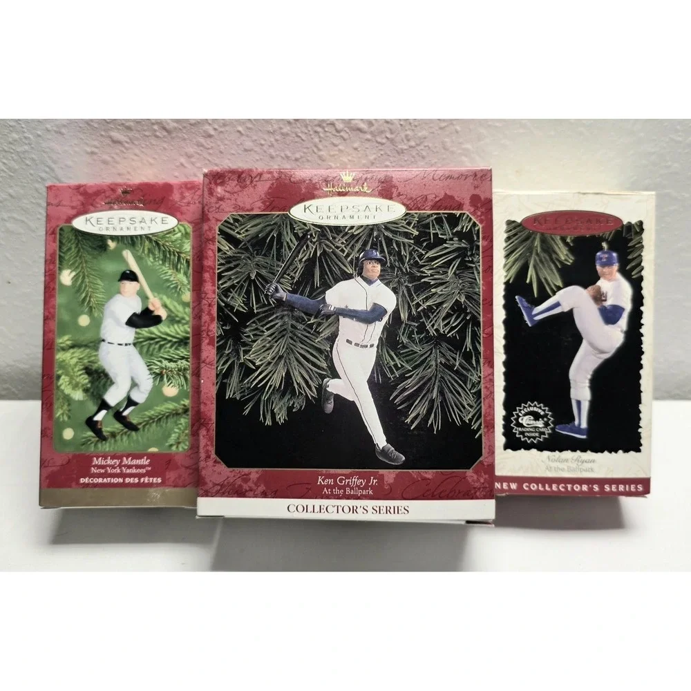 Hallmark Keepsake Christmas Ornaments Lot Of 3 MLB Griffey Jr, N Ryan, M Mantle